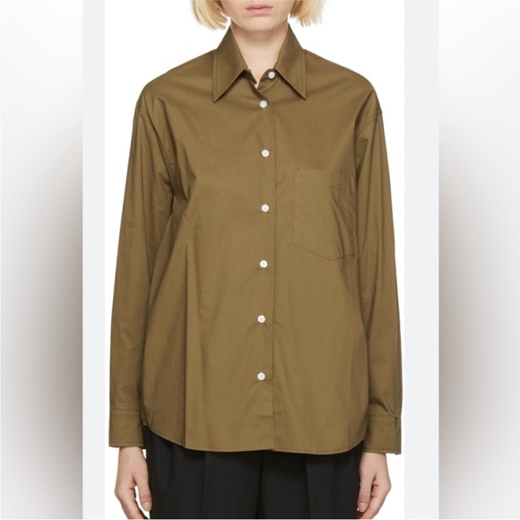 The Frankie Shop Tops - THE FRANKIE SHOP sz S KHAKI EVERYDAY SHIRT Twill Cotton Oversized Relaxed